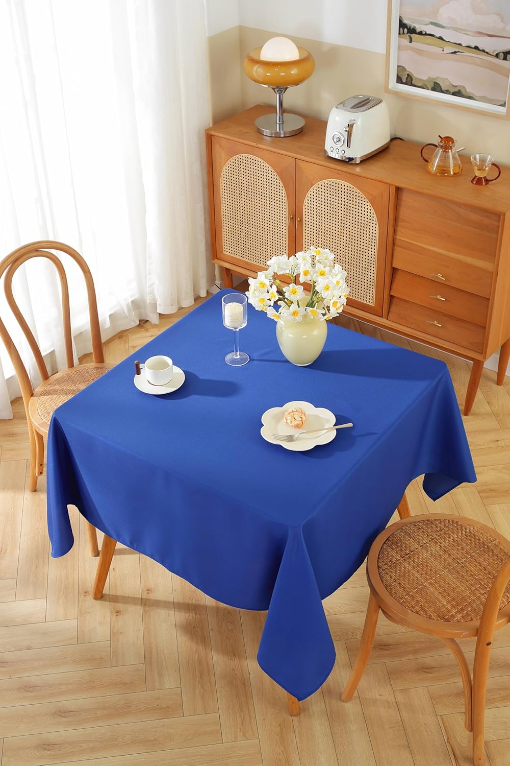 Craft And Party Square Tablecloth, 70 x 70 Inch Royal Blue Tablecloth, Polyester Fabric Washable Table Cloth for Home, Party, Wedding or Restaurant Use.