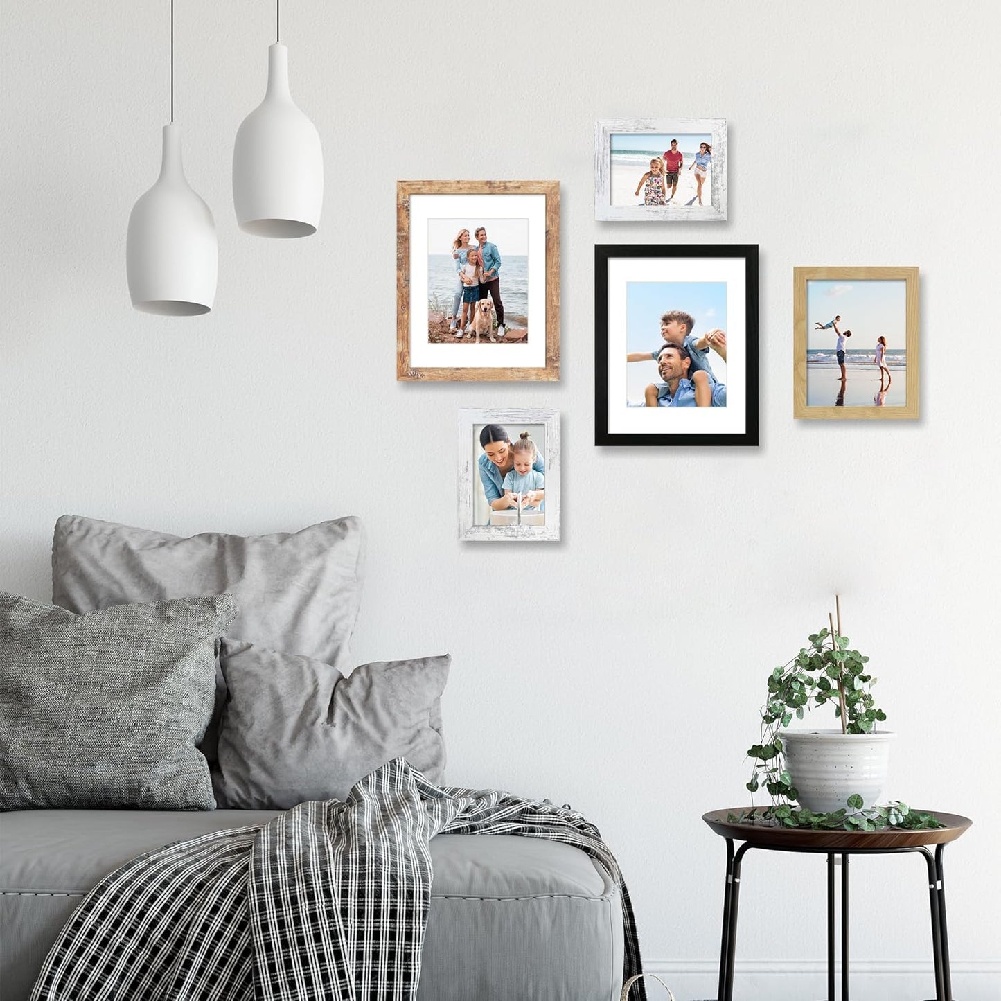 11x14 Picture Frame Set of 4, High Definition Tempered Glass 11 x 14 Frames Display 8x10 Pictures with Mat, Mixed Color Wood Photo Frame Wall Mounting