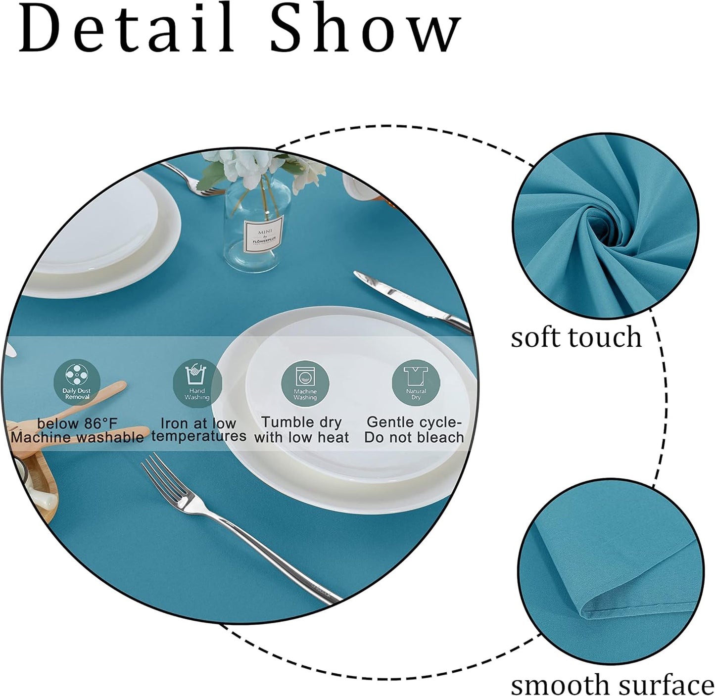 Fitable Square Tablecloth 54x54 inch Tablecloth Stain and Wrinkle Resistant Washable Polyester Table Cloth for Buffet Parties and Camping, Teal