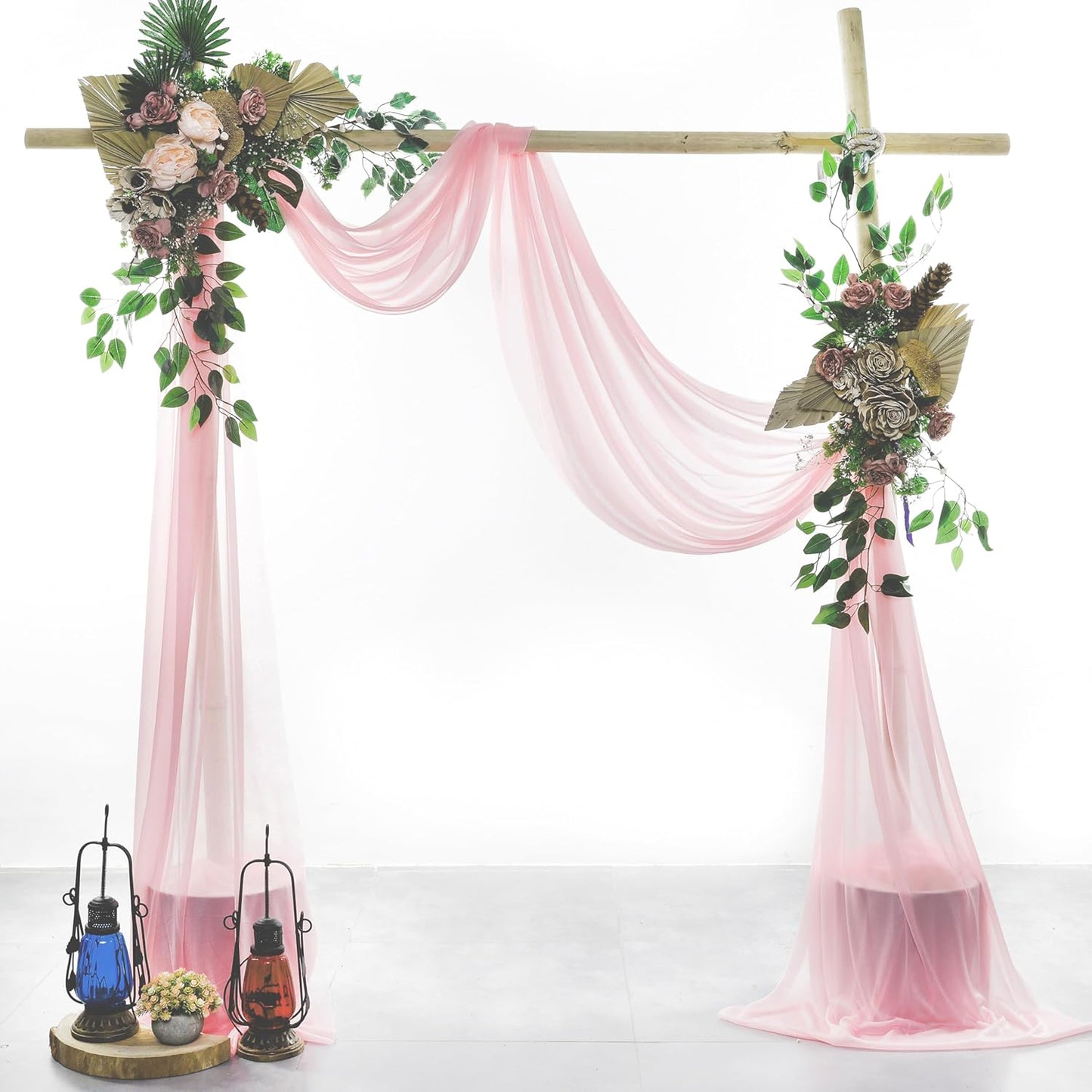 VDS Pack of 1 Panel (30 Inch X 20 Feet) Wedding Arch Draping Fabric Sheer Chiffon Fabric Drapery for Wedding Ceremony Reception Swag Backdrop Canopy Chuppah ARBO Altars Decoration (Blush Pink)