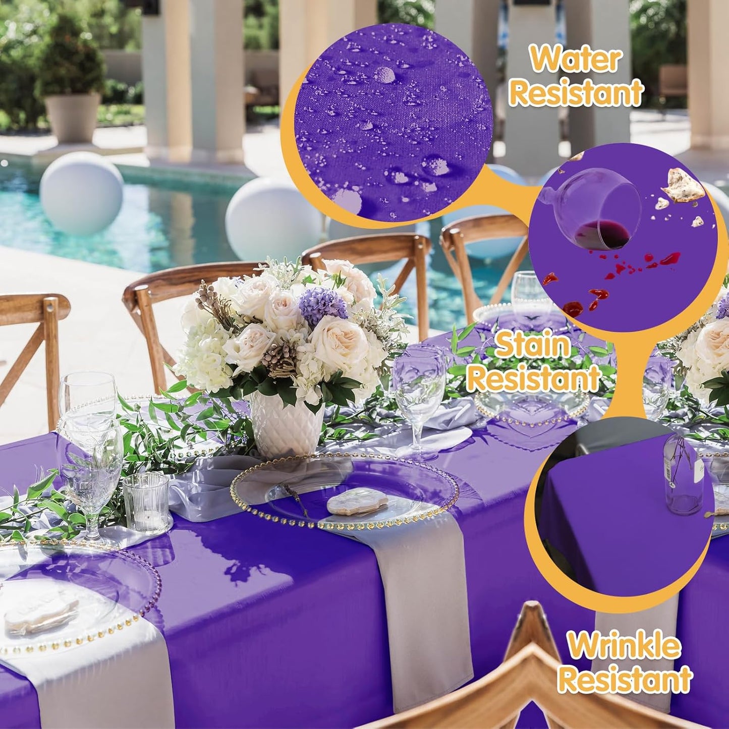 BRILLMAX 10 Pack Purple Tablecloths for 8 Foot Rectangle Tables 60 x 126 Inch - 8ft Rectangular Bulk Linen Polyester Fabric Washable Cloth Cover for Wedding Reception Banquet Birthday Party