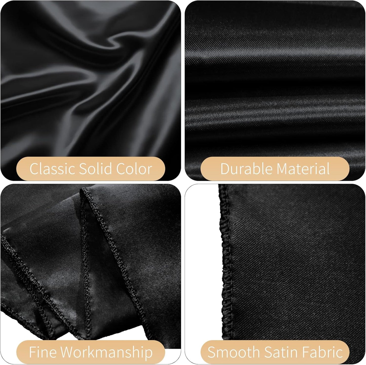 50 PCS Satin Chair Sashes Bows Decorative Universal Chair Cover Chair Ribbon Ties Back Sash for Wedding Birthday Party Ceremony Reception Hotel Events Banquet Restaurant Home Decor(7 x 108inch, Black)