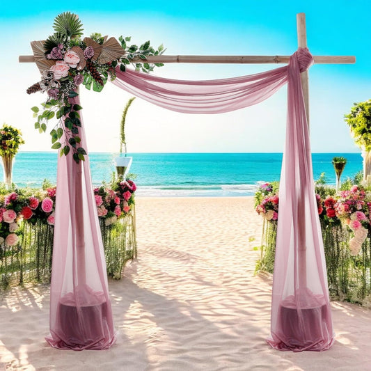 MDS Halloween Chiffon Draping Fabric - 2 Panel, 30" Wide x 40ft Long - Sheer Spooky Arbor & Canopy Drapery for Haunted House Backdrops, Party Ceilings, DIY Costumes & Themed Events - Mauva