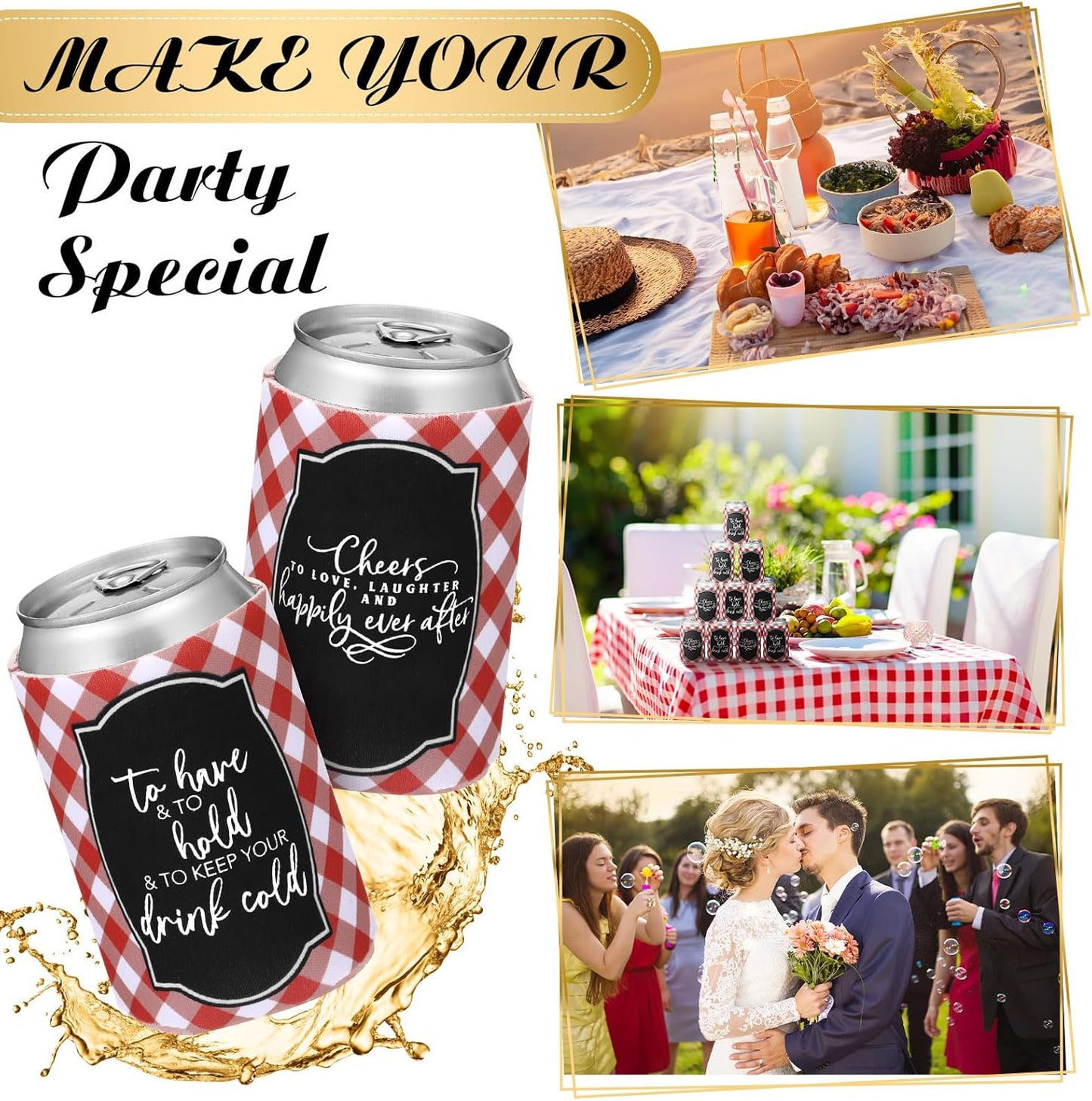 50 Pieces I Do BBQ Party Decorations Wedding Can Cooler Sleeves Bulk BBQ Party Favors for Guests Cheers to Love Laughter and Happily Ever After Rehearsal Dinner Decorations for Wedding Shower