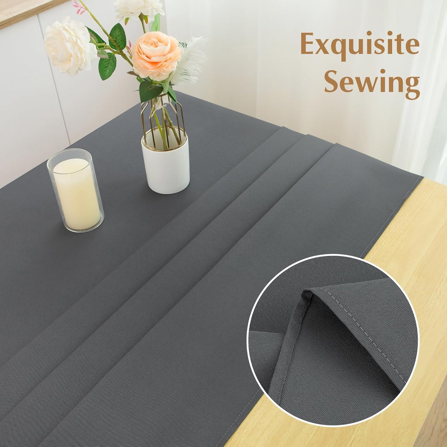 2 Pack Square Table Cloth 48X48 Inch Grey Washable Fabric Tablecloth Polyester Solid Dining Table Cover for Birthday Party Dinner Holiday Outdoor Indoor