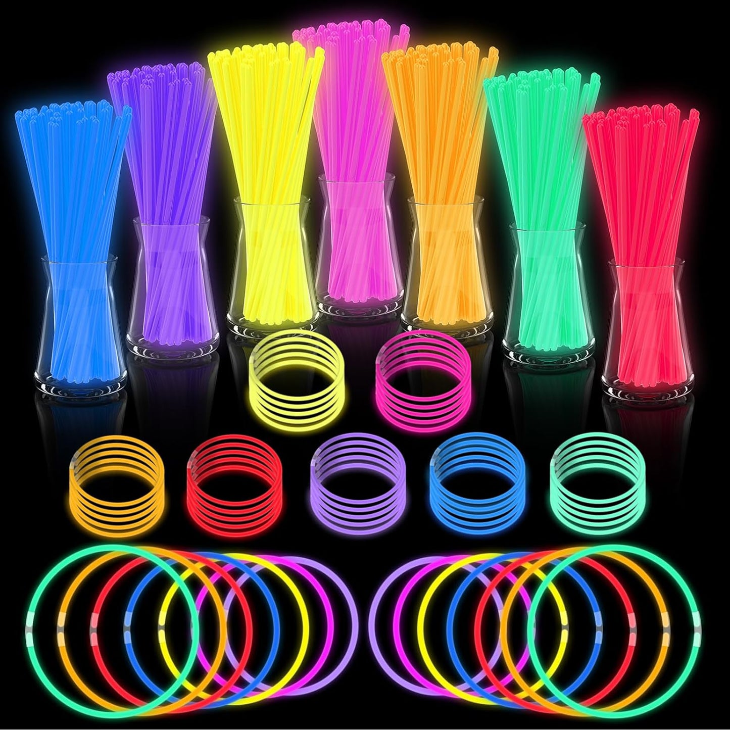 Halloween Glow Sticks Bulk Party Pack- Ultra Bright 500pk Glow in the Dark Party Favors, Glow Decorations, Neon Party Glow Necklaces and Glow Bracelets with Connectors