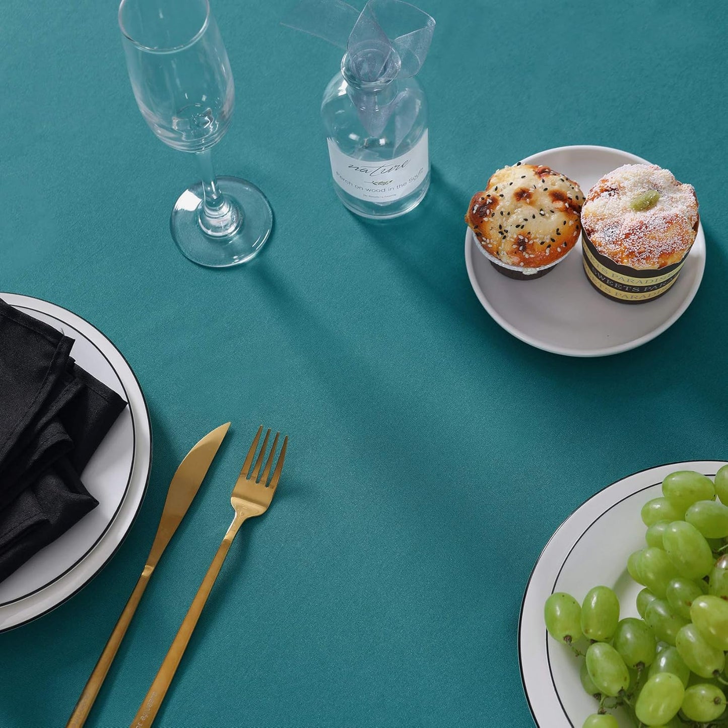 Rectangle Tablecloth 90x156 inch Washable Polyester Fabric Table Cloth for Wedding Party Dining Banquet Decoration（90x156, Teal）