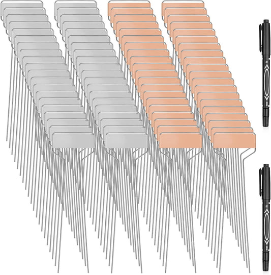 80 Pcs 10" High Plant Labels, Include 40 Copper Metal Plant Tags and 40 Weatherproof Garden Aluminum Markers Bulk with Marker Pen Reusable Seedling Sign Nursery Tag for Outdoor Herb Vegetable Flower