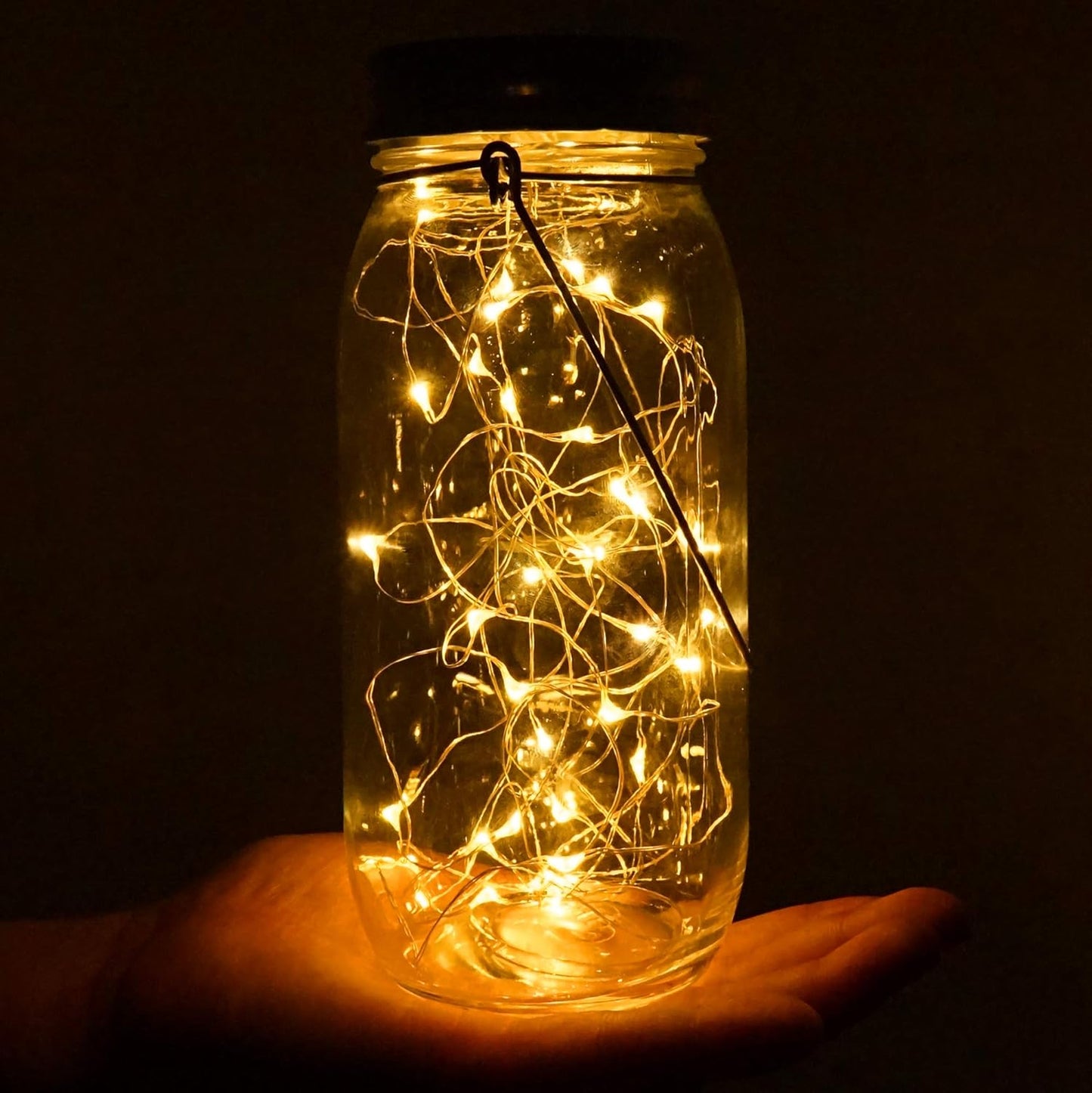 Solar Mason Jar Lights 30 LED, 6 Pack Large Size Hanging Glass Jar Starry Fairy Lights, Solar Lanterns for Outdoor Patio Party Garden Decor