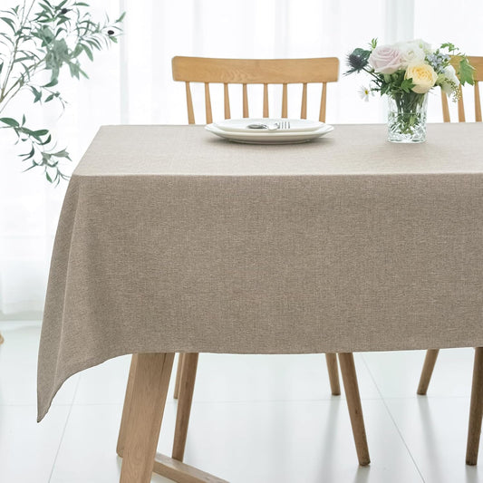 maxmill Linen Texture Tablecloth Water Resistance Antiwrinkle Spillproof Wipeable Washable Fabric Table Cloth for Dining Room, Buffet Banquet Party Holiday Dinner, Rectangular 60 x 108 Inch, Mocha