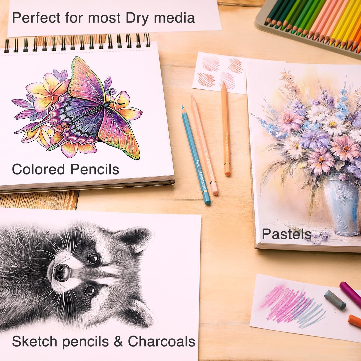 ARTISTIC EYE 9x12 Premium Sketch Book Set, 100 Sheets, Spiral Bound, 68lb (100gsm), Acid-Free Drawing Paper, Ideal for Kids, Teens & Adults (Set of 1)