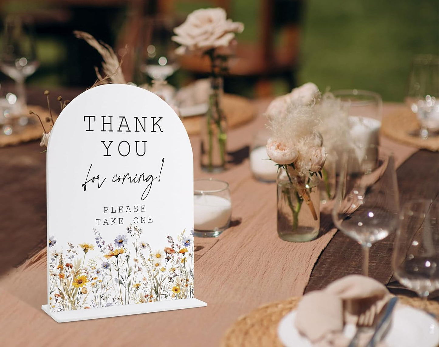 Wedding Signs for Ceremony and Reception, Boho Floral Acrylic Thank You for Coming Sign, Wedding Signage with Stand, Bridal Shower Table Centerpieces, Thank You Party Favors for Engagement Party, 26