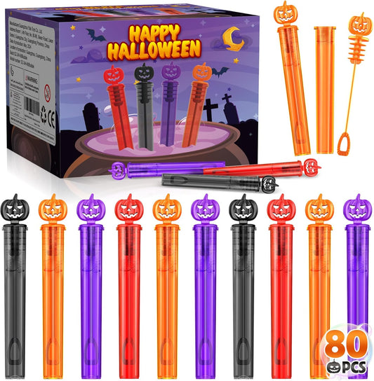 SpringFlower 80 PCS Halloween Party Favor For Kids, Halloween Mini Bubble Wands Halloween Gifts For Trick Or Treating, School Classroom Rewards, Goodie Bag Fillers