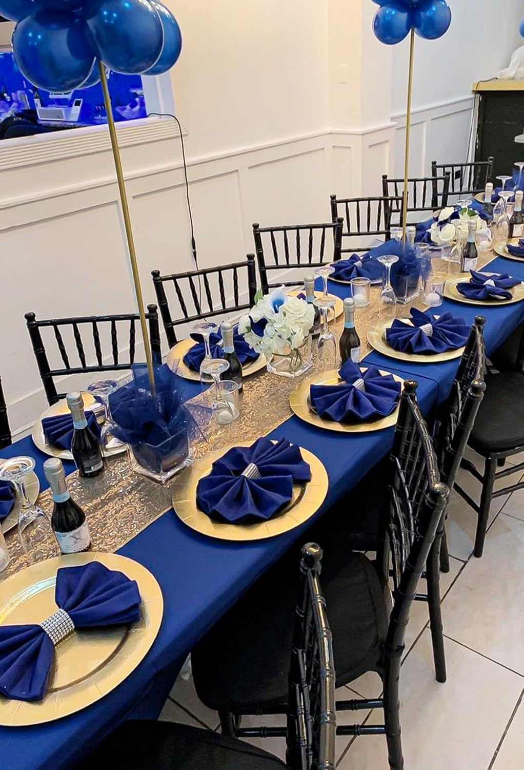 10 Pack Royal Blue Tablecloth 60 x 126 Inch Polyester Table Cloth for 8 Ft Rectangle Tables, Stain and Wrinkle Resistant Washable Table Cover for Kitchen Wedding Banquet Restaurant Party