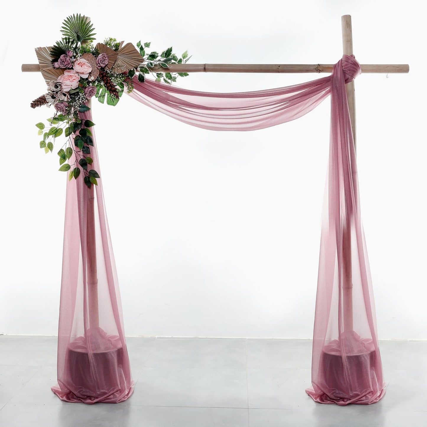 VDS Pack of 2 Panel (30 Inch X 30 Feet) Wedding Arch Draping Fabric Sheer Chiffon Fabric Drapery for Wedding Ceremony Reception Swag Backdrop Canopy Chuppah ARBO Altars Decoration (Mauva)