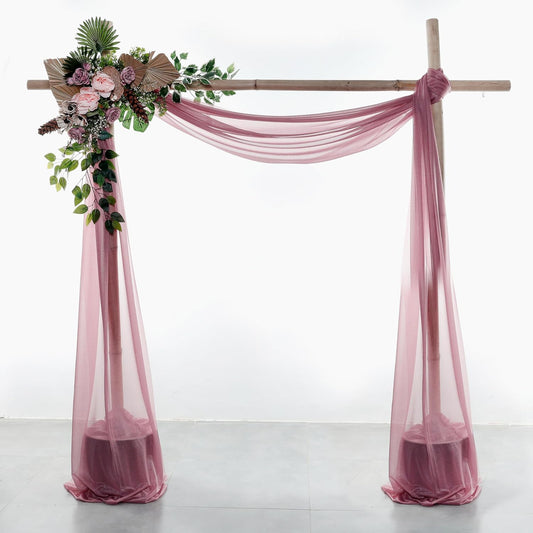 VDS Pack of 1 Panel (30 Inch X 20 Feet) Wedding Arch Draping Fabric Sheer Chiffon Fabric Drapery for Wedding Ceremony Reception Swag Backdrop Canopy Chuppah ARBO Altars Decoration (Mauva)