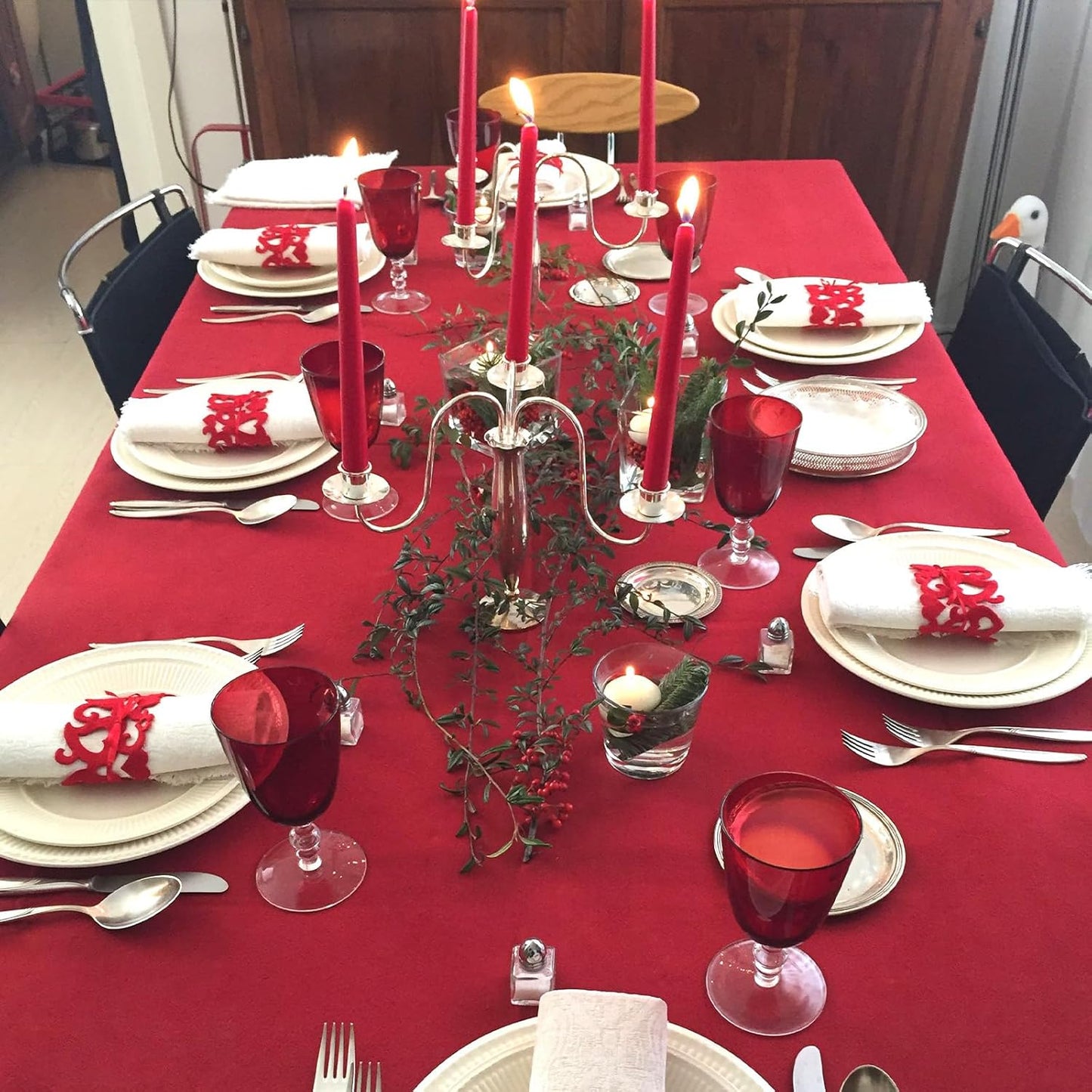 8 Pack Red Tablecloth 60 x 84 Inch Rectangular Tablecloths for 4 Foot Rectangle Tables, Wrinkle Resistant Red Table Cloth Washable Polyester Fabric Table Covers for Buffet Wedding Party Banquet