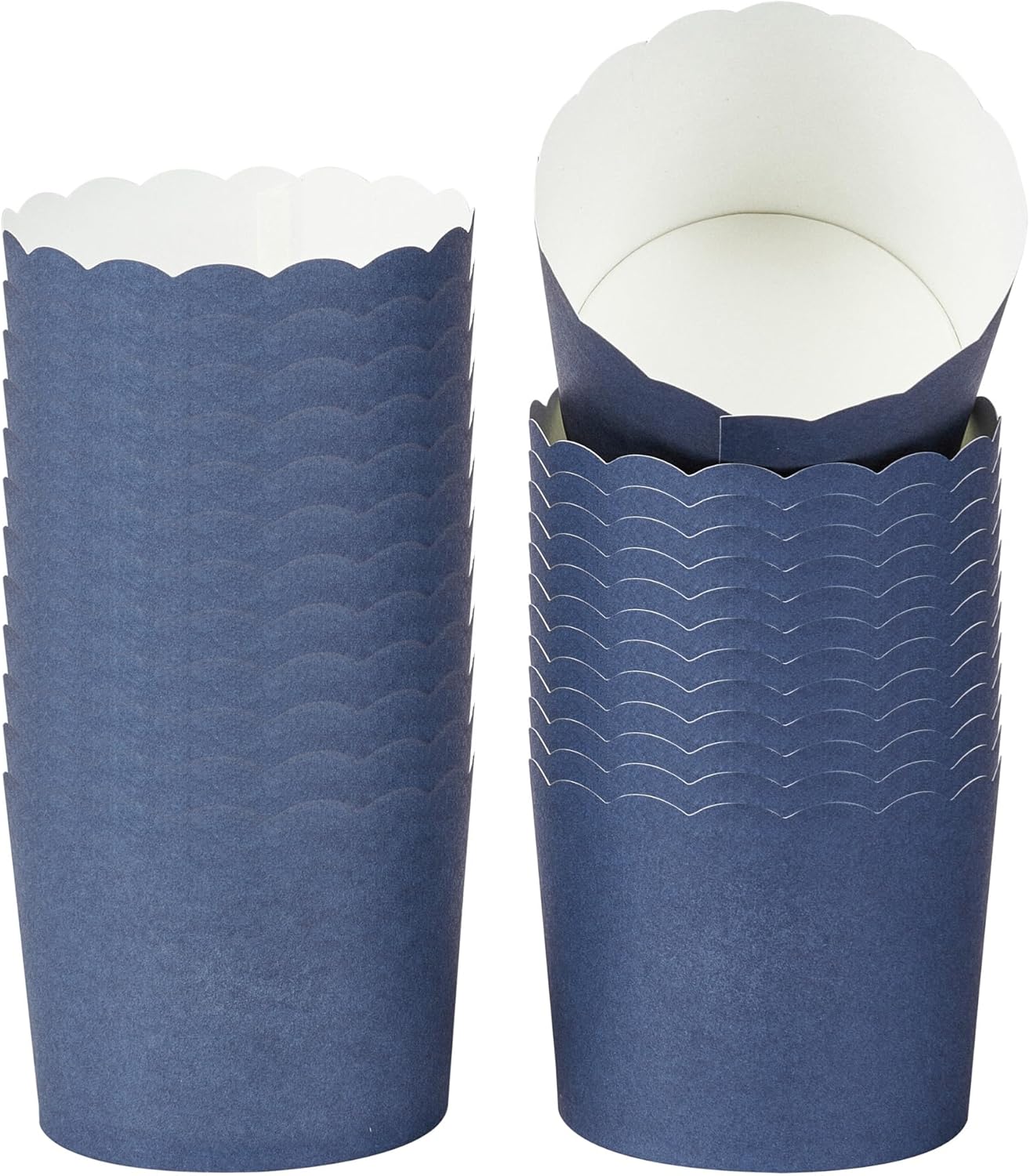 Panificio 6 Ounce Cupcake Wrappers, 200 Scalloped Baking Cups - Oven-Ready, Greaseproof, Midnight Blue Paper Cupcake Liners, Disposable, For Birthdays, Baby Showers, Or Weddings - Restaurantware