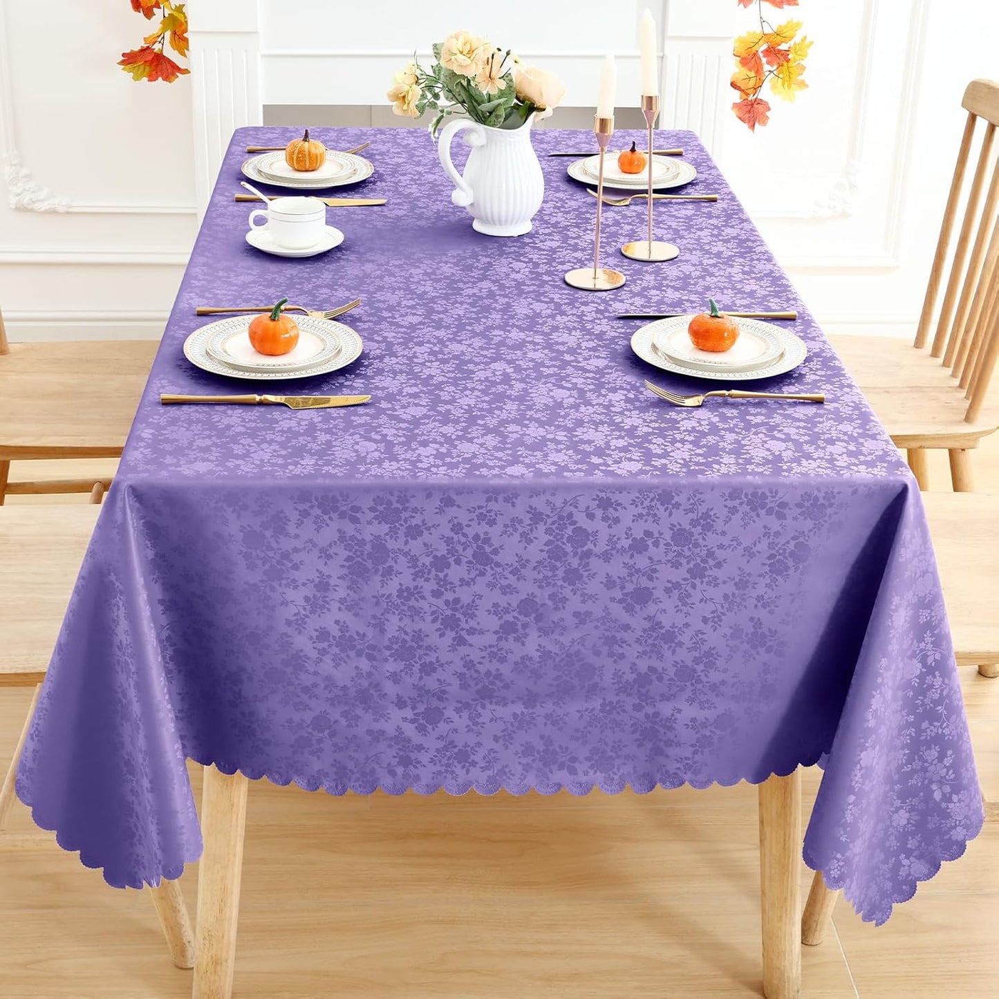 Smiry Rectangle Table Cloth, Waterproof Heavy Duty Vinyl Tablecloths, Wipeable Washable Table Cover for Kitchen and Dining Room (Purple, 60" X 84")