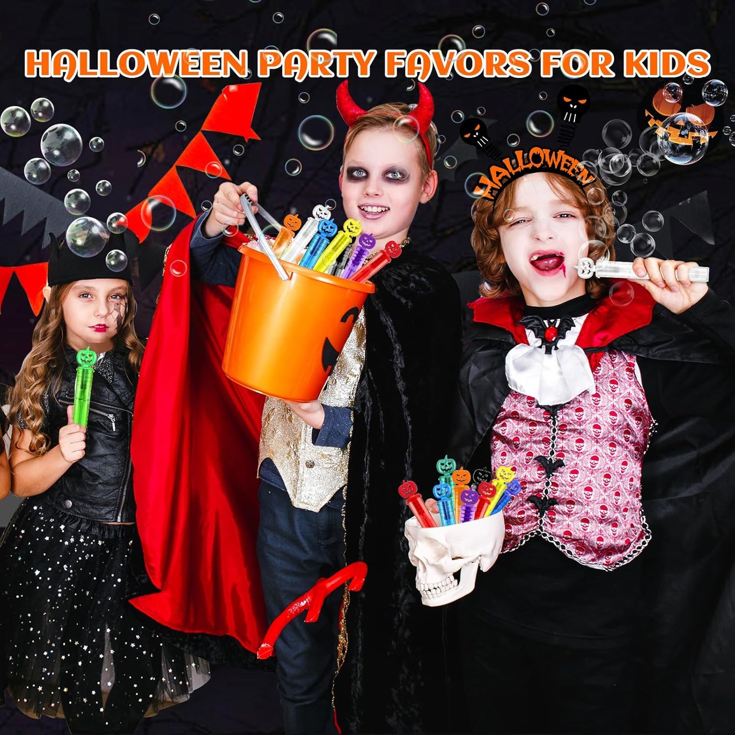 SpringFlower Halloween Party Favor for Kids, Halloween Mini Bubble Wands for Trick Or Treating, Halloween Goodie Bag Fillers, 500 Pack