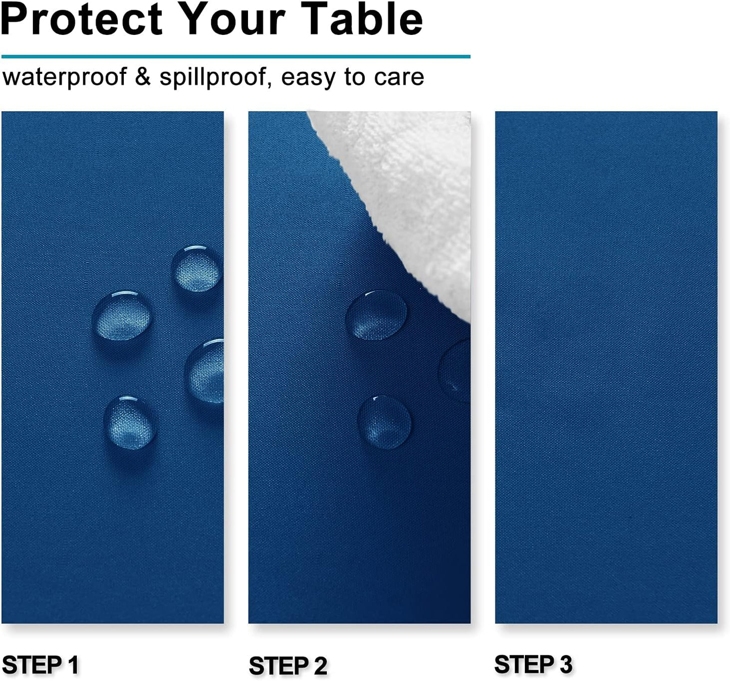 Hiasan Royal Blue Tablecloth for Rectangle Tables - Waterproof and Spillproof Washable Fabric Table Cloth for Dining Room Kitchen Party, 60 x 84 Inch