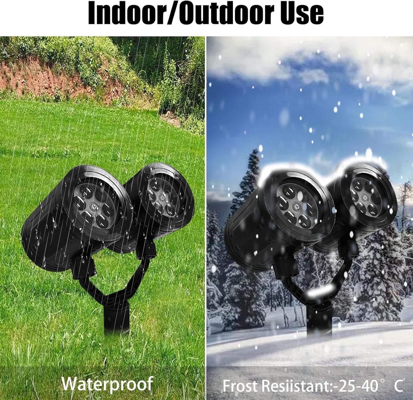 Christmas Snowflake Projector Lights Outdoor - Double Head Dynamic Snowflake Projector Lights with Waterproof Holiday Decorative Lighting for Indoor Outdoor, Xmas, Party, Yard Wall Decor