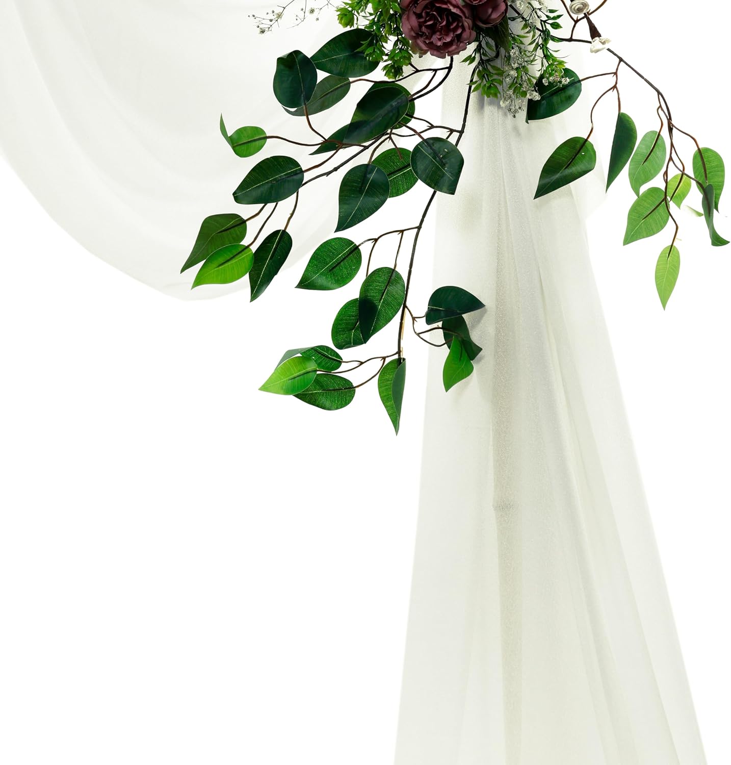 VDS Pack of 2 Panel (30 Inch X 30 Feet) Wedding Arch Draping Fabric Sheer Chiffon Fabric Drapery for Wedding Ceremony Reception Swag Backdrop Canopy Chuppah ARBO Altars Decoration (Ivory)