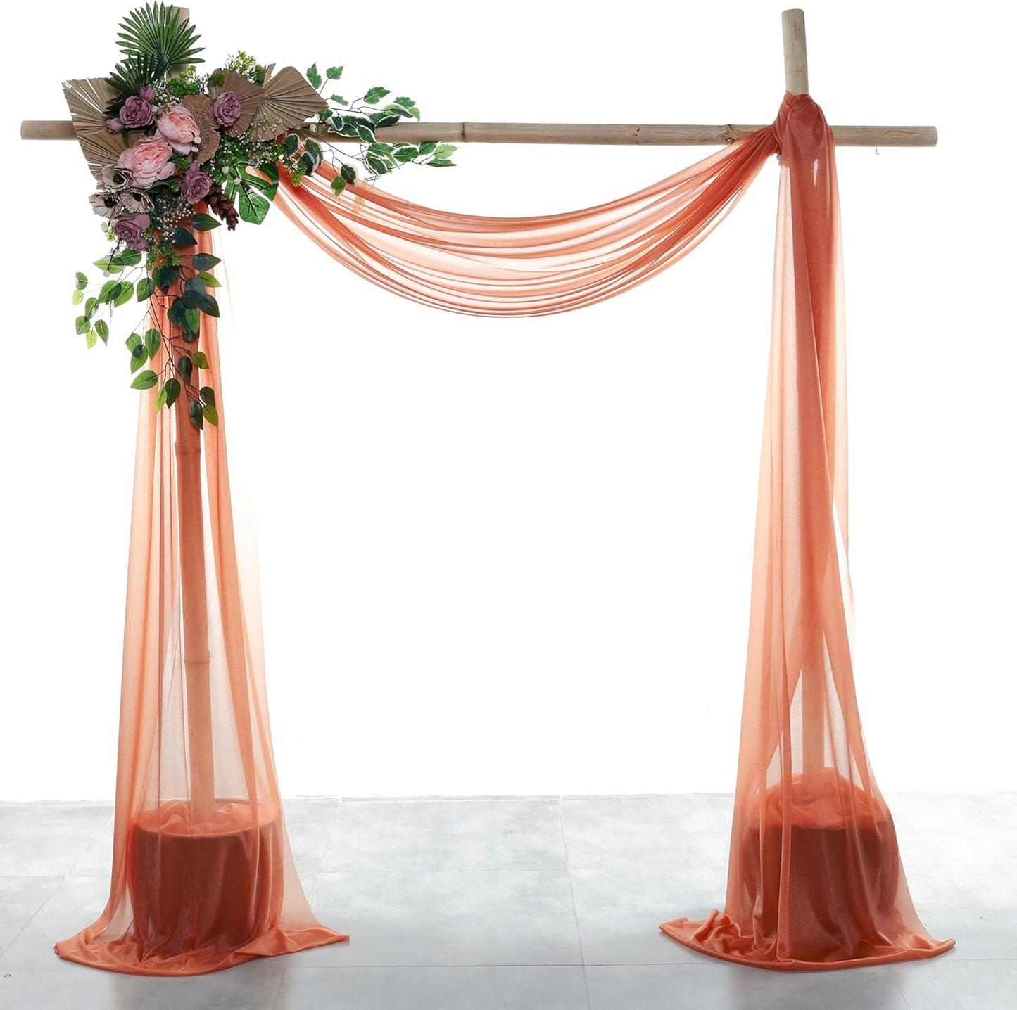 VDS Pack of 1 Panel (30 Inch X 50 Feet) Wedding Arch Draping Fabric Sheer Chiffon Fabric Drapery for Wedding Ceremony Reception Swag Backdrop Canopy Chuppah ARBO Altars Decoration (Terracotta)