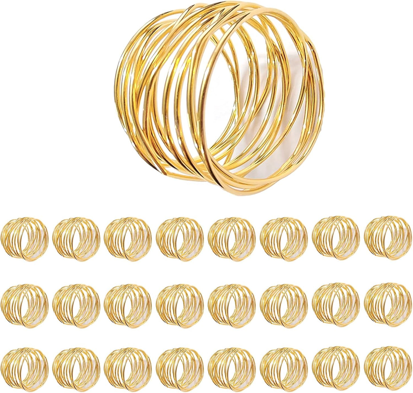 Gold Napkin Rings - 24 PCS Metal Napkin Rings(Twisted Wire) Napkin Holders Buckles for Family Dinner, Wedding, Party,Table Decorations