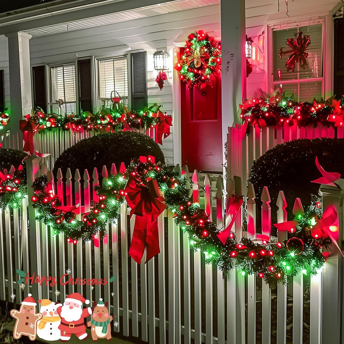 JMEXSUSS 500 LED Red and Green Christmas Lights, 8 Modes 163ft String Lights Plug in with Remote Control, Clear Wire Christmas String Lights Outdoor Waterproof for Outside Tree Yard Wedding