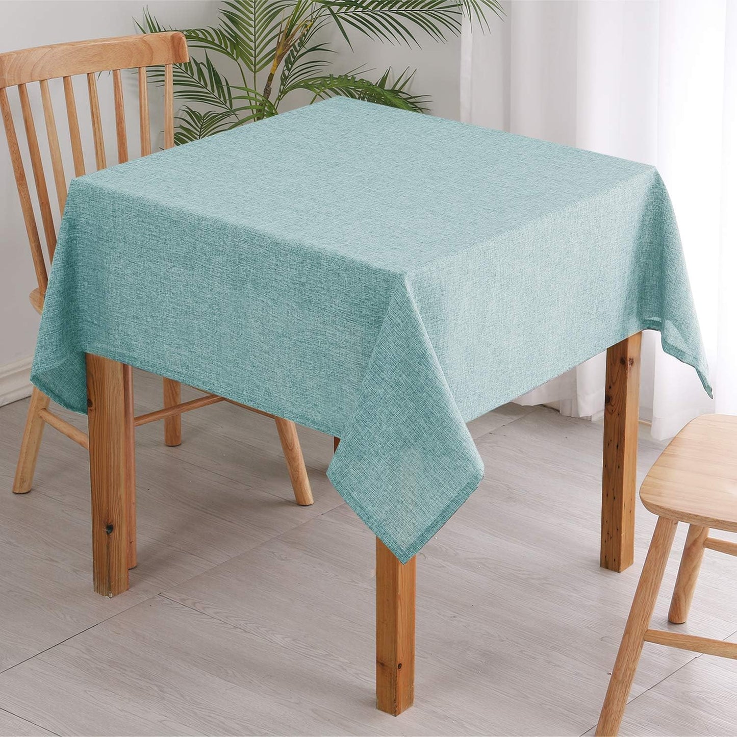 Hiasan 2 Pack Faux Linen Square Tablecloth - Wrinkle and Stain Resistant Washable Table Cloth for Kitchen Dining Room Holiday Table Cover for Party Dinner, Aqua, 30 x 30 Inch