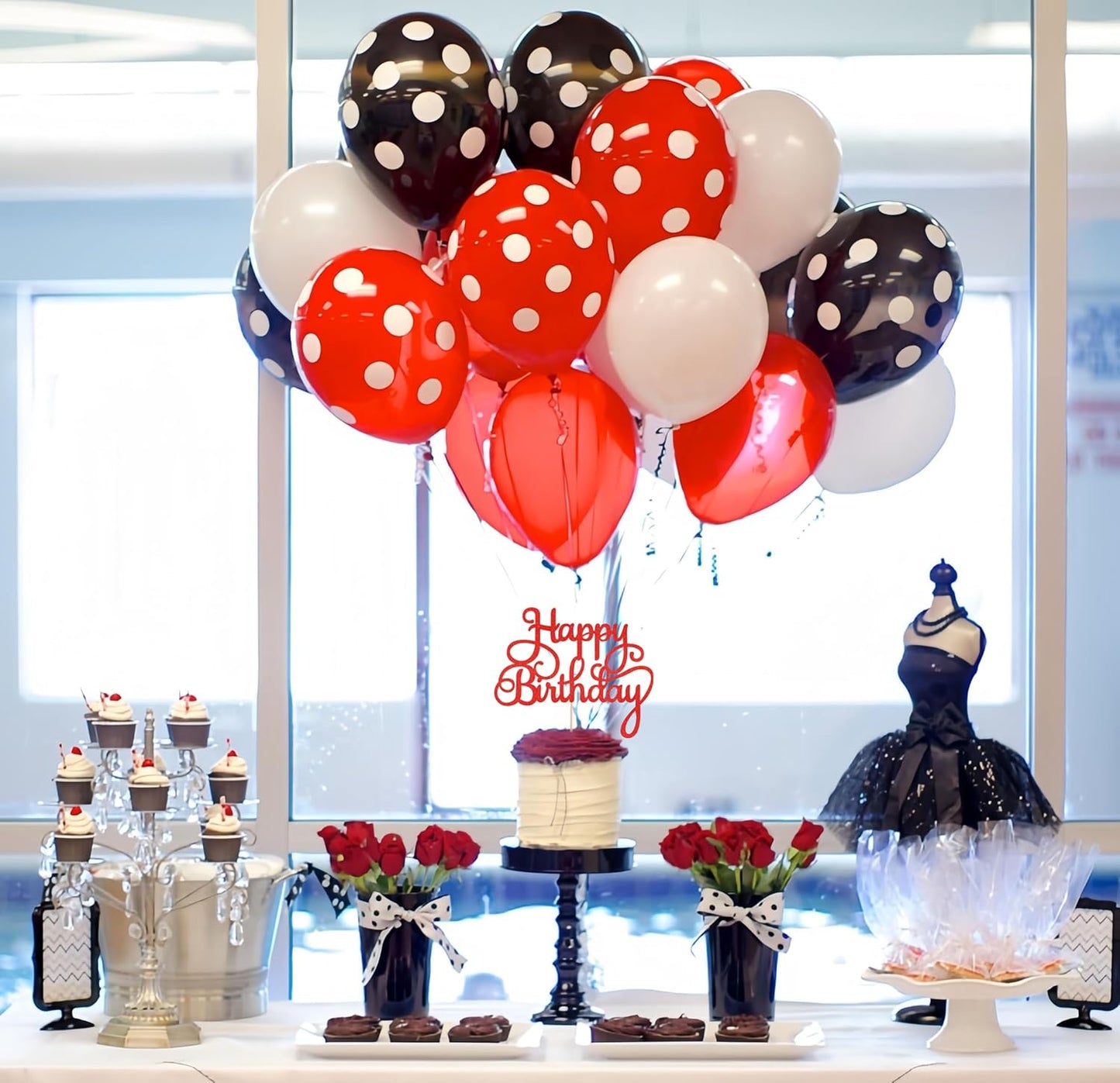 Happy Birthday Cake Topper - Red Glitter Birthday Party Cake Decoration Supplies - Happy Birthday Cake Decor, for Anniversary/Birthday Party Supplies Photo Booth Props