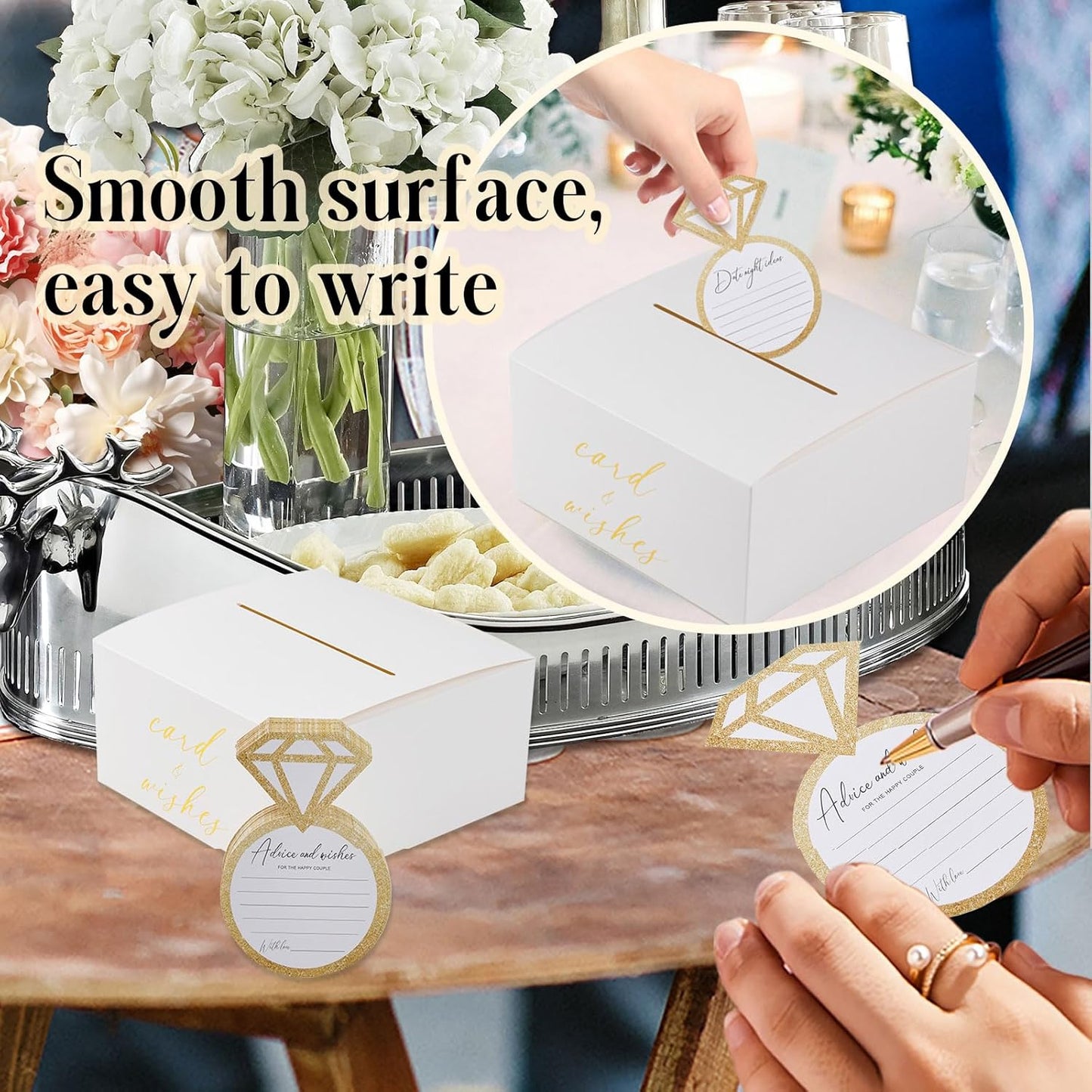 Bridal Shower Games Wedding Advice Cards Wedding Shower Games 50 Guests Advice and Wishes Ring Shaped Gold