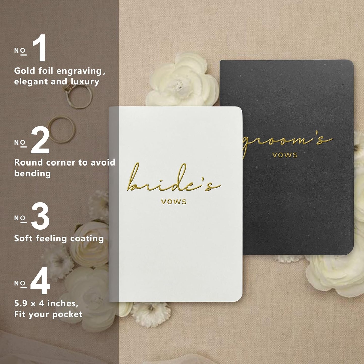 Vow Books His and Hers Wedding Vow Books Bride and Groom Vow Books Wedding Essentials Wedding Accessories(XZ-GB-Black)