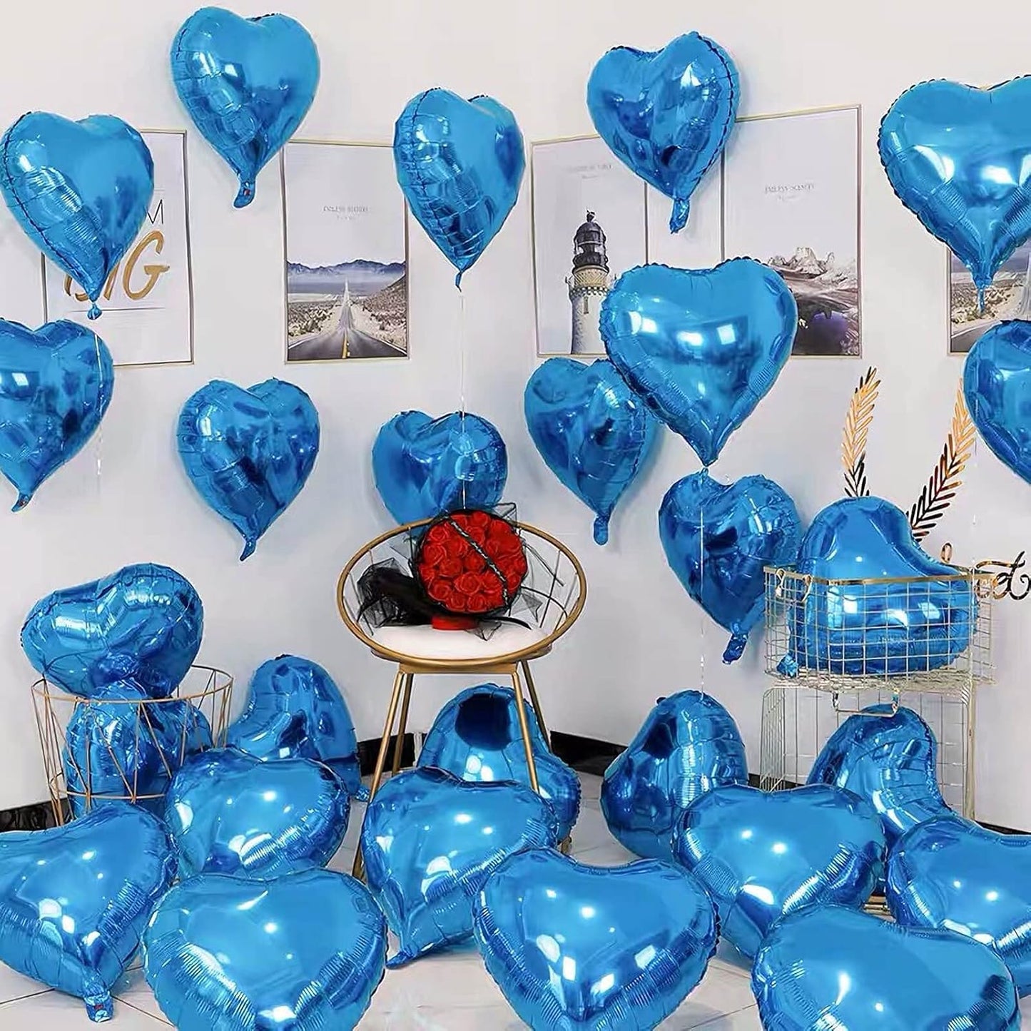 Blue Heart Shaped balloons Pack of 10,18 Inch Love Valentine Balloons Heart Romantic Balloons For Valentines Day Propose Marriage Wedding Bridal Shower Engagement Party Decorations