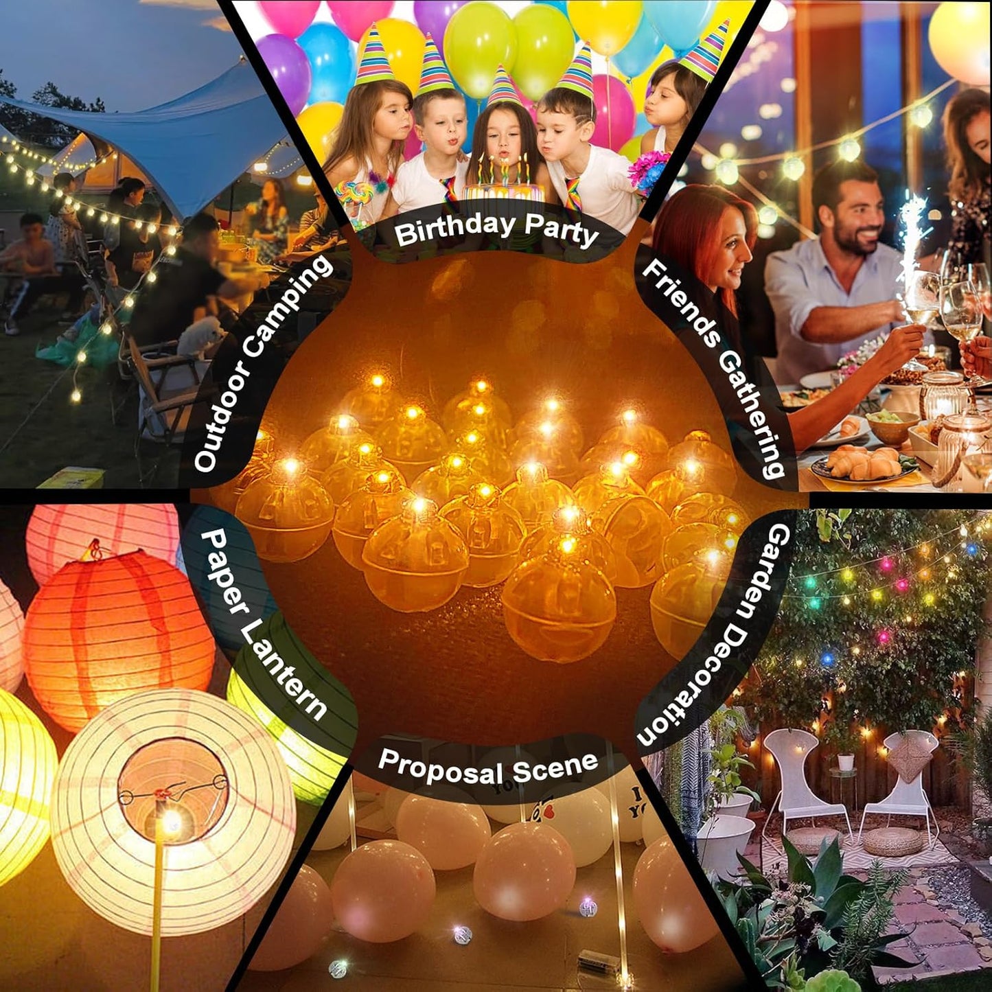 50pcs LED Orange Balloon Light Mini Tiny LED Light, Small Round Led Ball Lamp for Paper Lantern Indoor Outdoor Fun Birthday Event Halloween Christmas Party Wedding Decoration Supplies