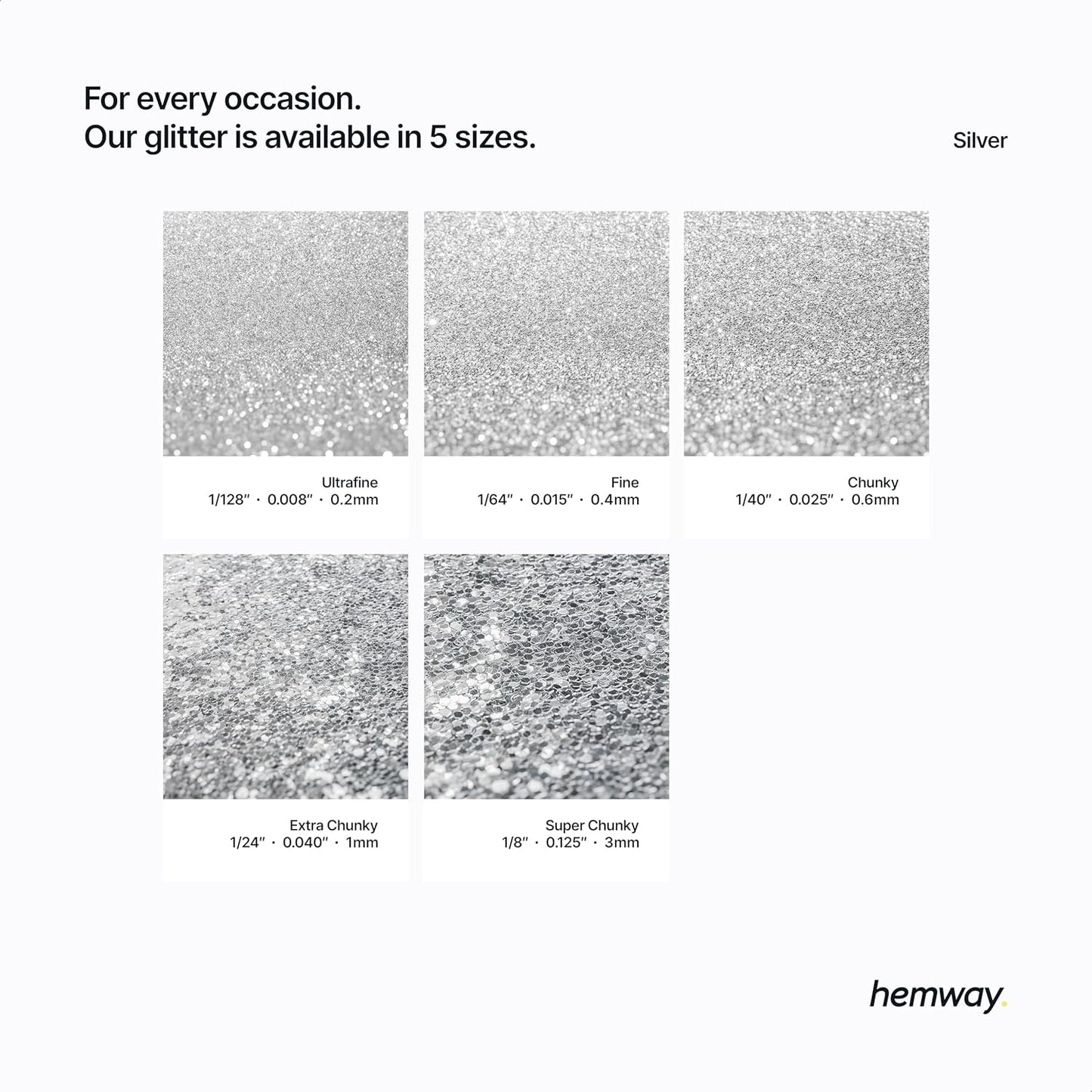 Hemway Eco Friendly Biodegradable Glitter 100g / 3.5oz Bio Cosmetic Safe Sparkle Vegan for Face, Eyeshadow, Body, Hair, Nail and Festival Makeup, Craft - 1/128" 0.008" 0.2mm - Silver