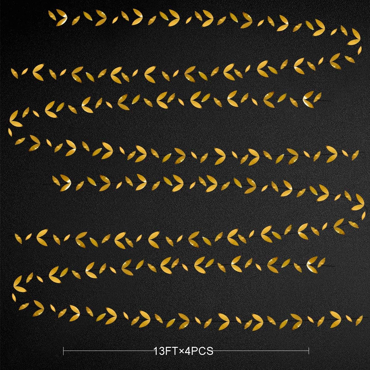 Gold Party Decorations Leaf Garland Hanging Paper Gold Leaves Streamer Banner for Wedding Engagement Bridal Shower Birthday Baby Shower Spring Summer Christmas Nature Tea Party Decorations Supplies