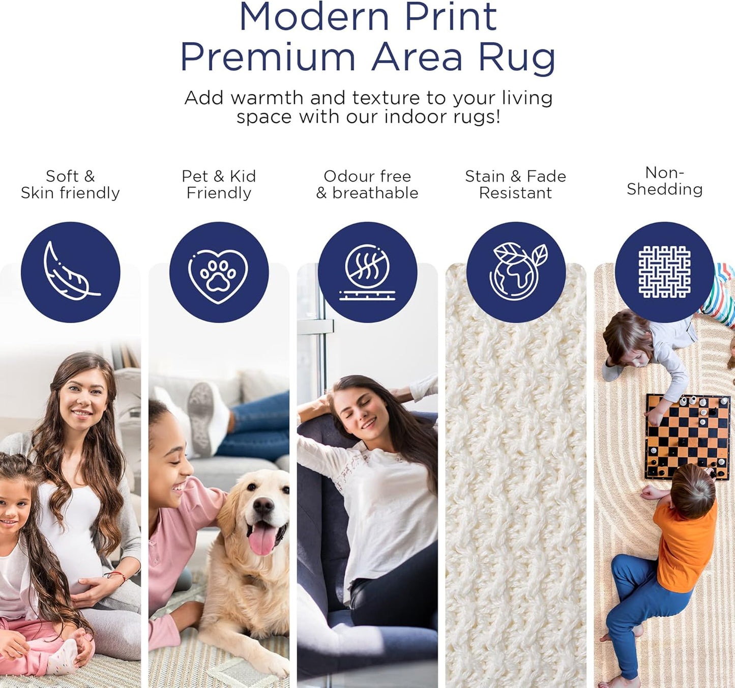 Abani Area Rug for Living Room -Nuevo 5' x 8' Beige Arch Pattern Area Rug, Soft and Durable Living Room Rug, Stain and Fade Resistant, Chic Modern Design, Pet & Kid Friendly