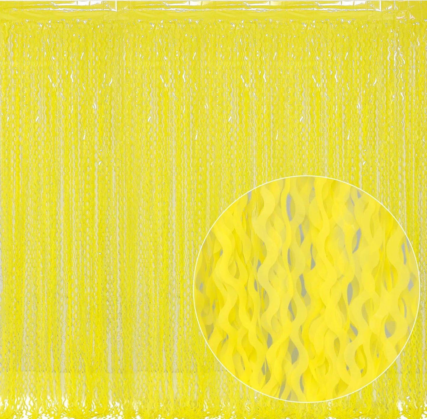 4 Pack Wavy Yellow Foil Curtain Backdrop -3.3 ft x 6.6 ft Gold Tinsel Backdrop Curtain Party Decorations Photo Booth Prop Backdrop Streamers for Birthday Bachelorette Graduation Wedding