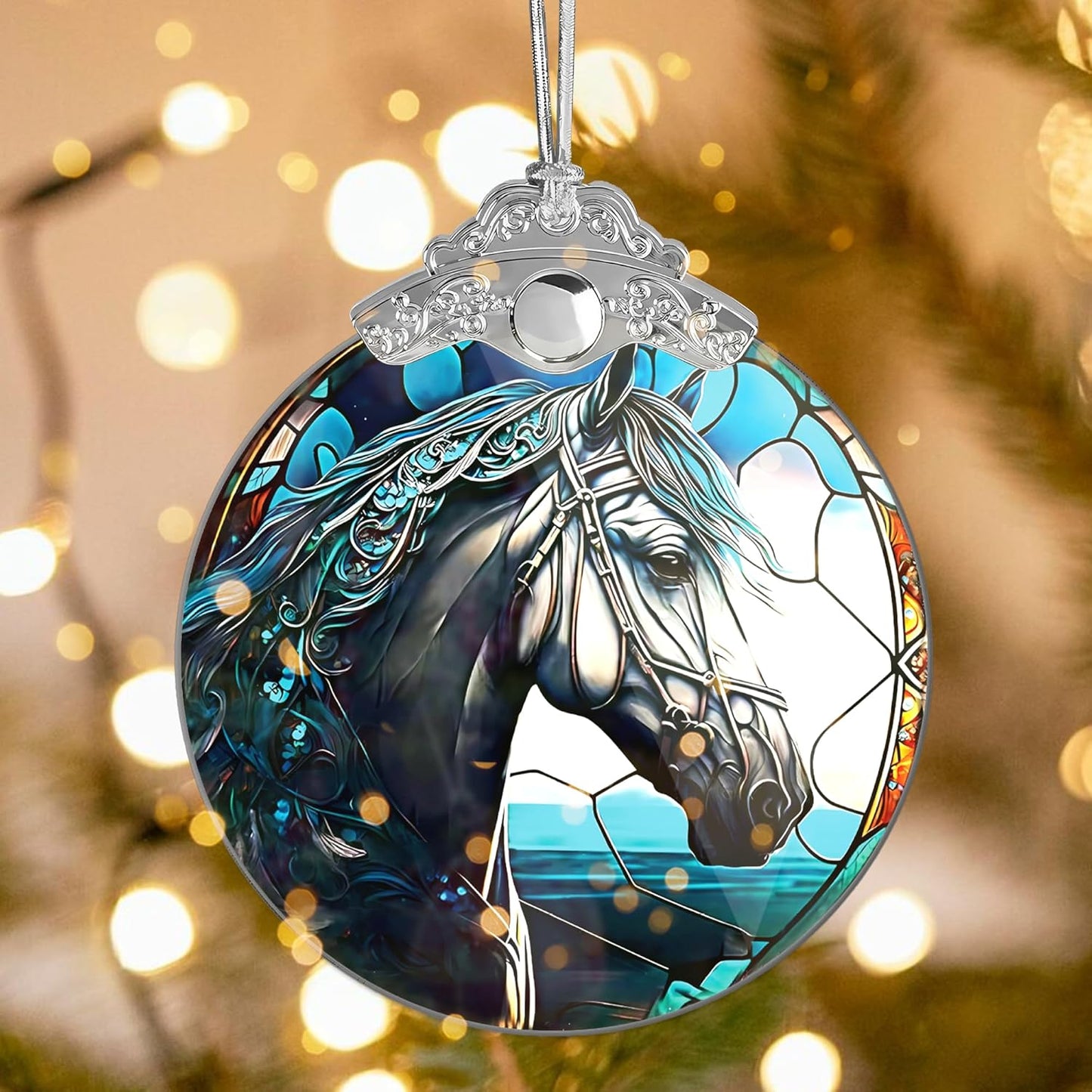 Stained Glass Effect Ornament, Women’s Christmas Keepsake, Funny White Elephant Idea, Holiday Decoration, 2025 Christmas Ornament, Faith-Based Christian Piece