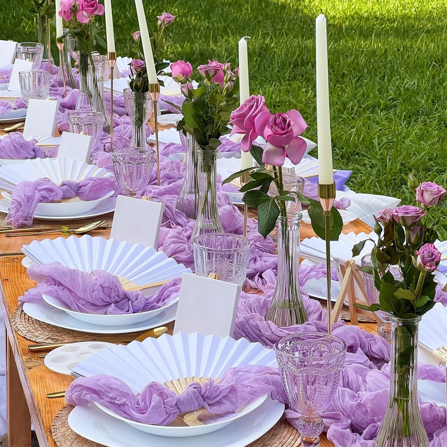 Lilac Purple Cheese Cloth Table Runner Boho Romantic 10ft Gauze Cheesecloth Table Runner for Baby Shower Decoration Wedding Bridal Shower Fall Thanksgiving Table Decor