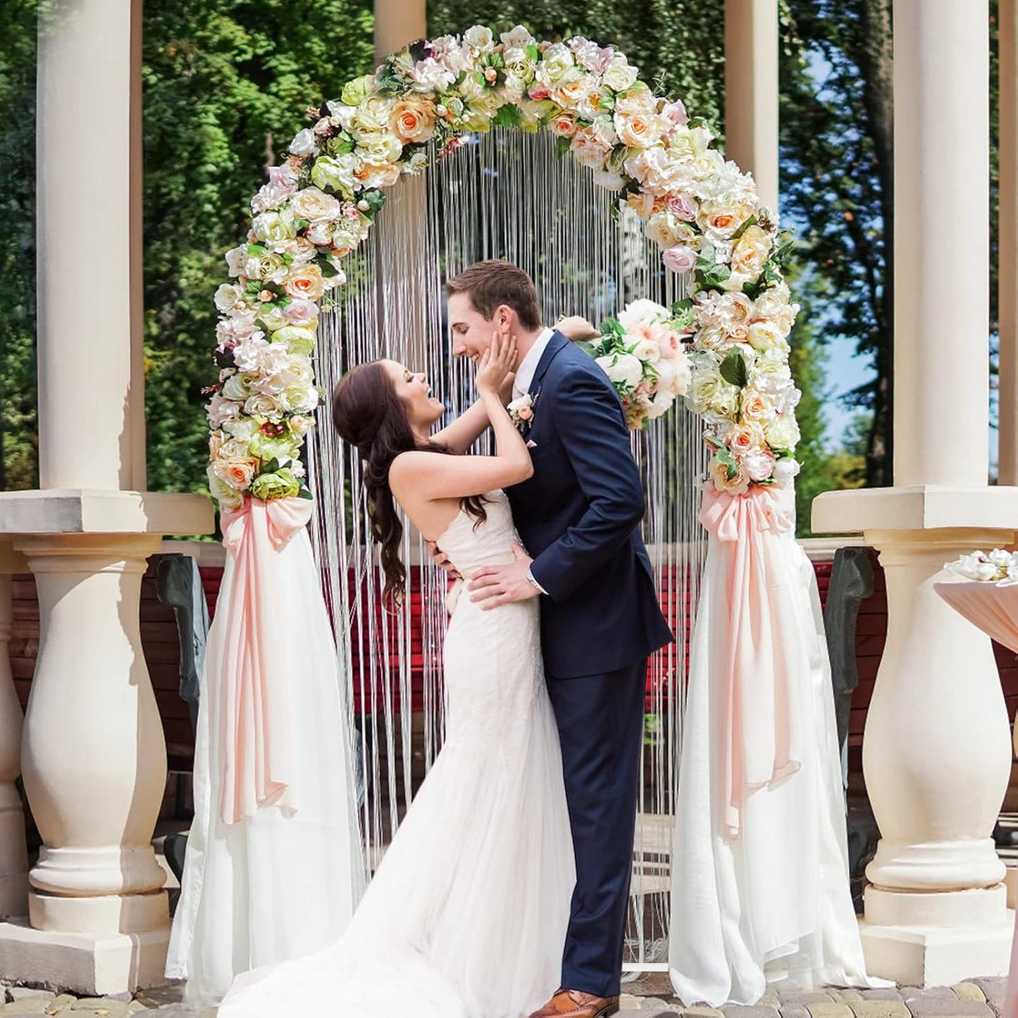 Putros Metal Arch Backdrop Stand 7.2FT White Wedding Backdrop Stand Square Arch Frame for Birthday Party Bridal Baby Shower Ceremony Decoration