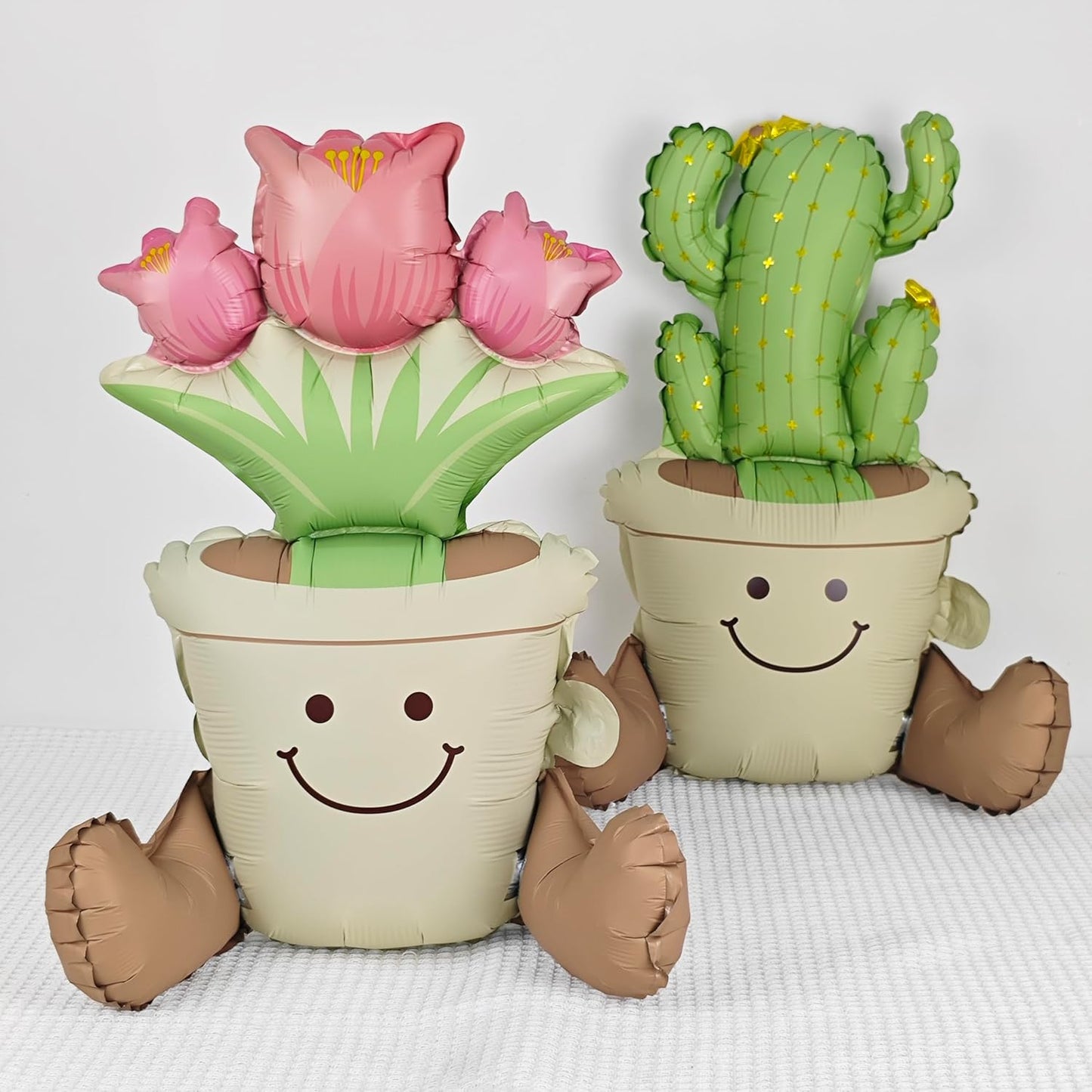 Matte cactus And Tulip potted Balloons Set 2PCS Floral Foil balloons for Cactus and Tulip Themed Party Decorations Fiesta Balloons Mexican Party Baby Shower Birthday Wedding Decorations