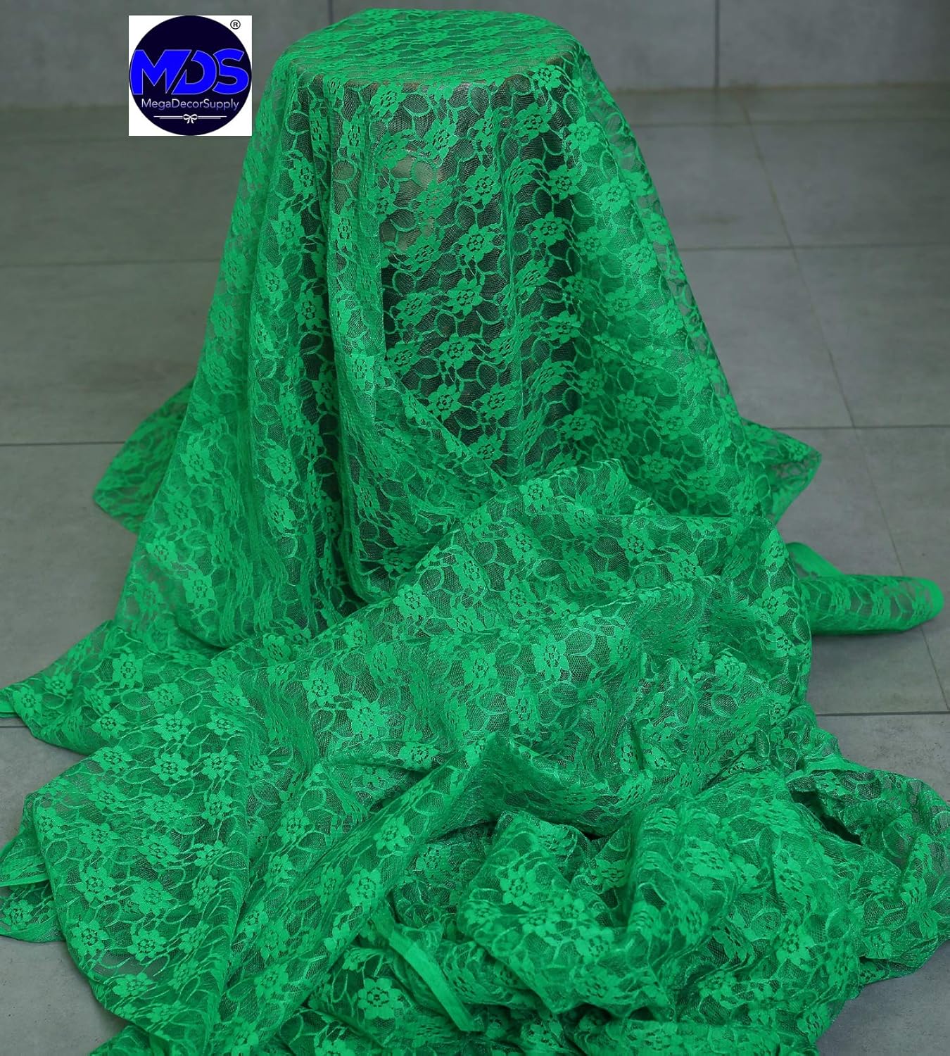 MDS Pack of 10 Wedding 12 x 108 inches Lace Table Runner for Wedding, Decorations for Birthday Parties, Banquets, Graduations, Engagements, and Runners fit Rectangle, Round Table- Green