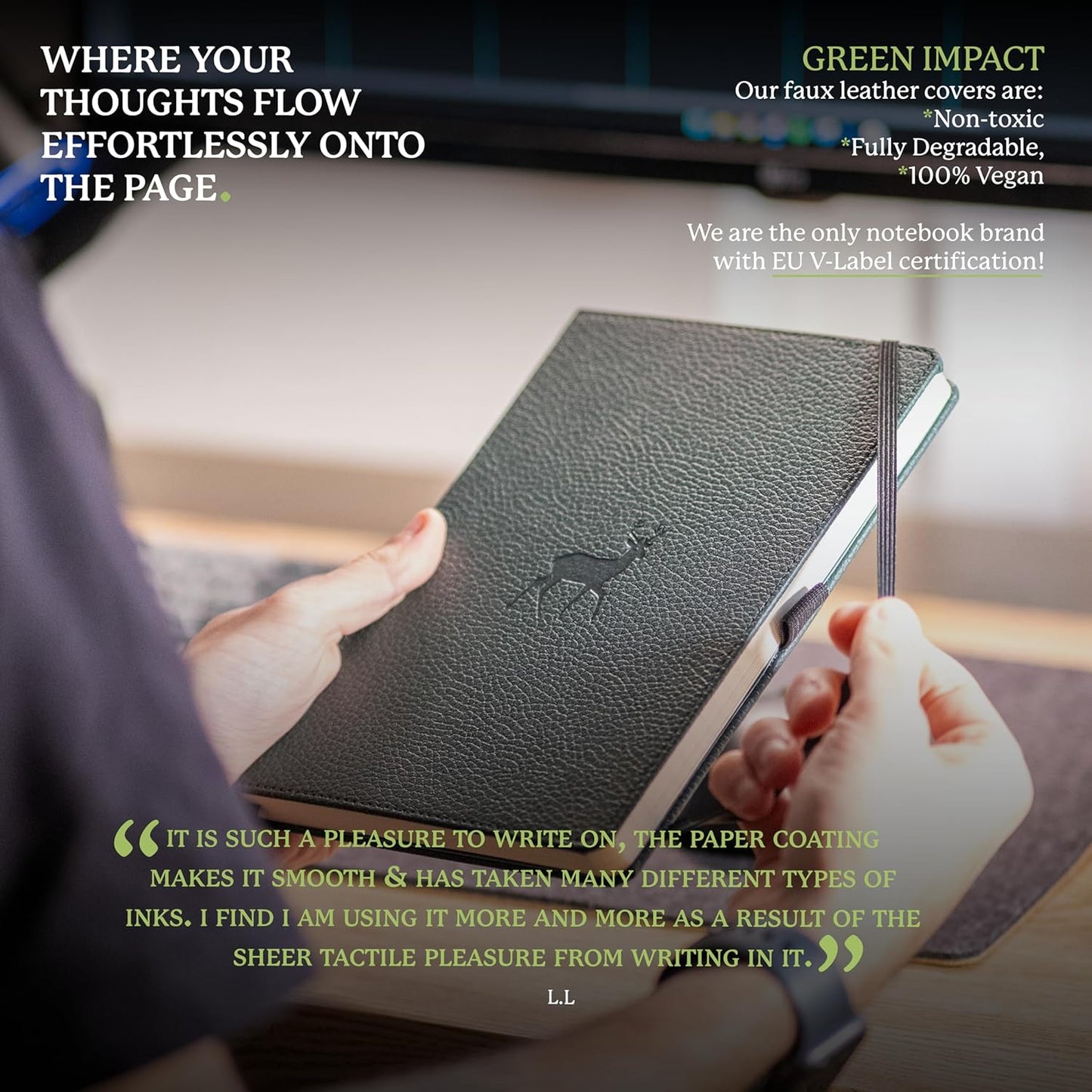 Dingbats* Wildlife Lined Writing Journal Notebook A5 - Vegan Leather Hardcover - Ideal for Work, Travel - Pocket, Elastic Closure, & Bookmark