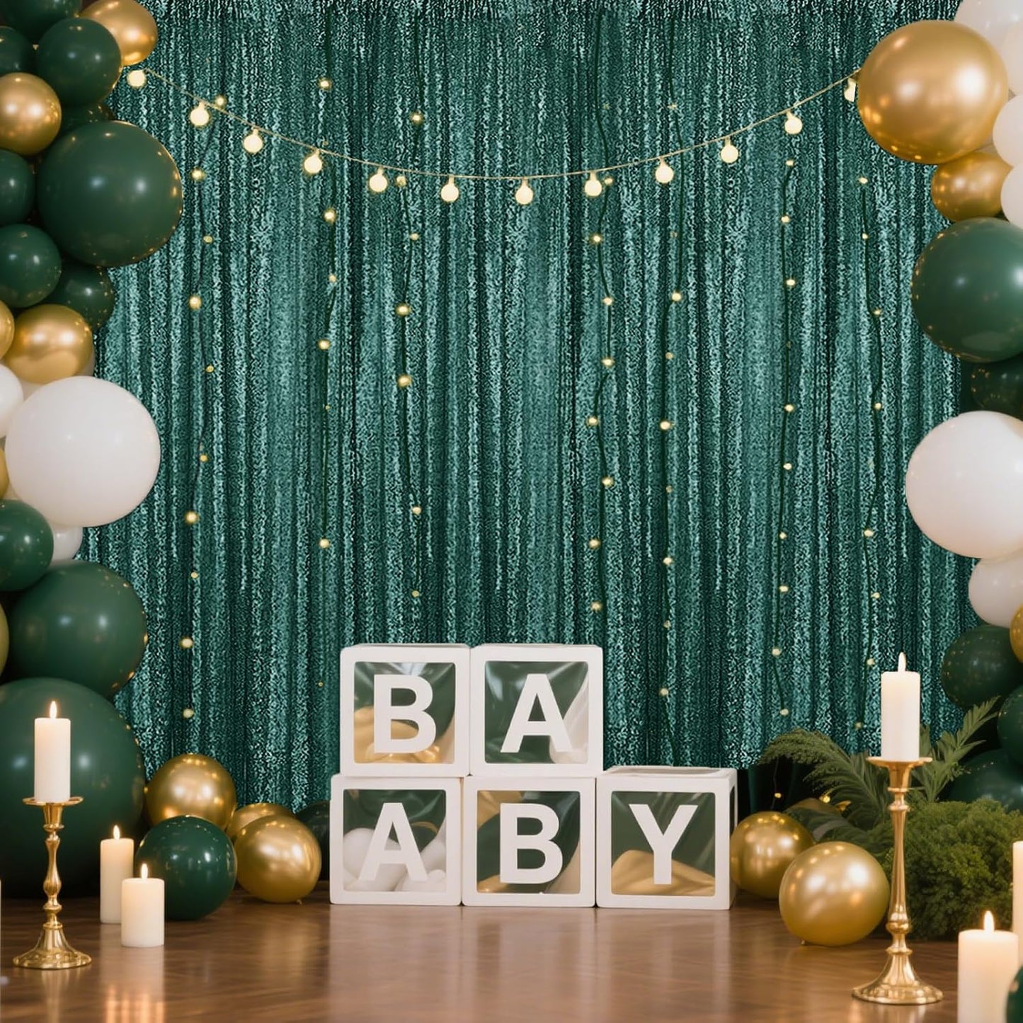 Dark Green Sequin Backdrop Curtain 2 Pieces 2FTx8FT Glitter Photography Backdrop for Party Wedding Birthday Christmas Decorations