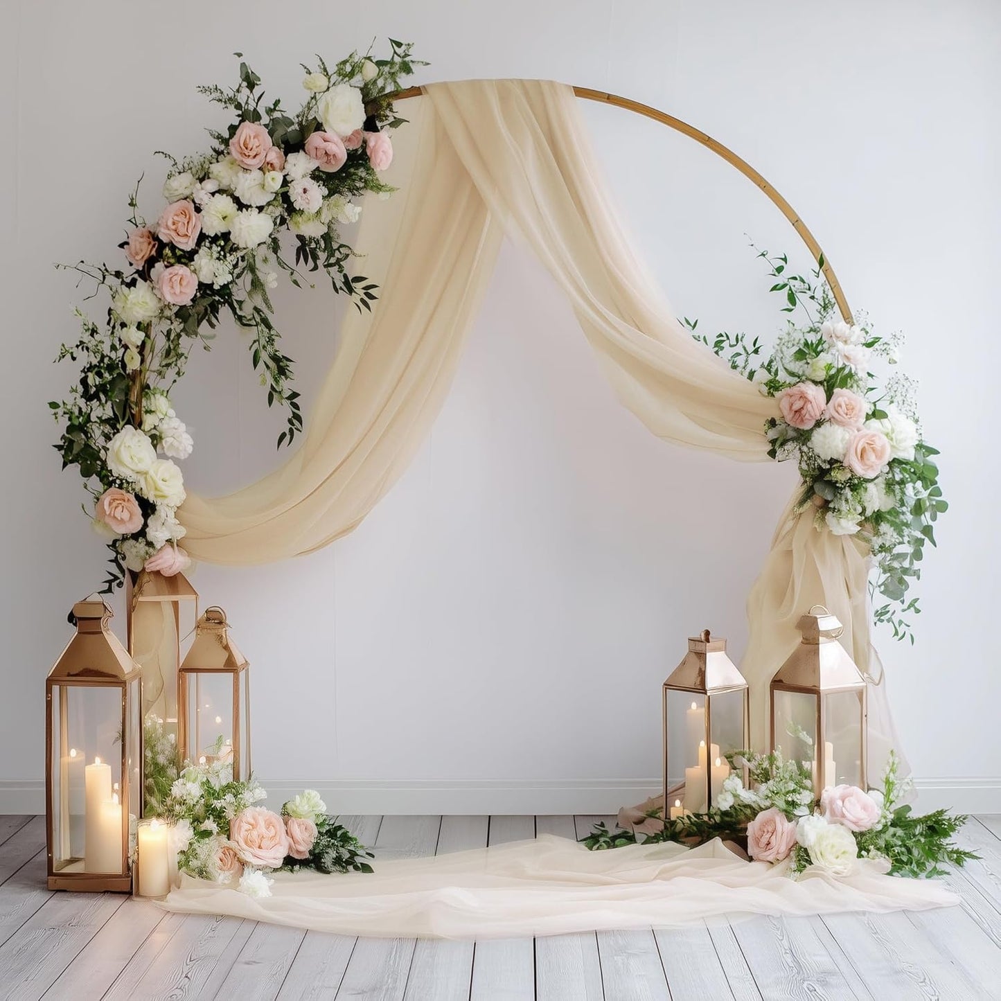 Wedding Arch Draping Fabric 6 Panels 28.7" x 20FT Champagne Sheer Chiffon Backdrop Drapes for Wedding Ceremony Birthday Party Bridal Shower Outdoor Decoration