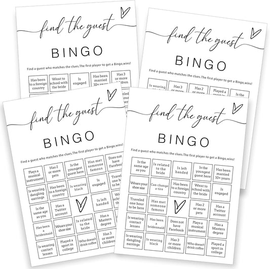 Fun Wedding Shower Bingo 25Pcs Prefilled Find The Guest Bingo Game Cards Engaging Bridal Party Entertainment for Wedding Shower, Engagement Party & Reception for Minimalist Newlywed Game - A15