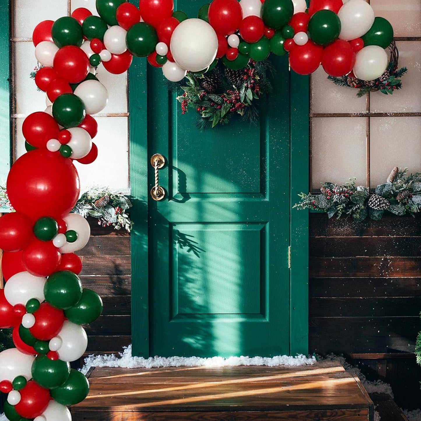 Balloons Garland Kit Red Green and White Balloons with Different Sizes for Wedding Birthday Festival Party Decoration